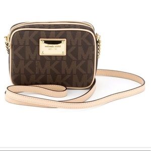 Michael Kors Brown MK logo small jetset crossbody